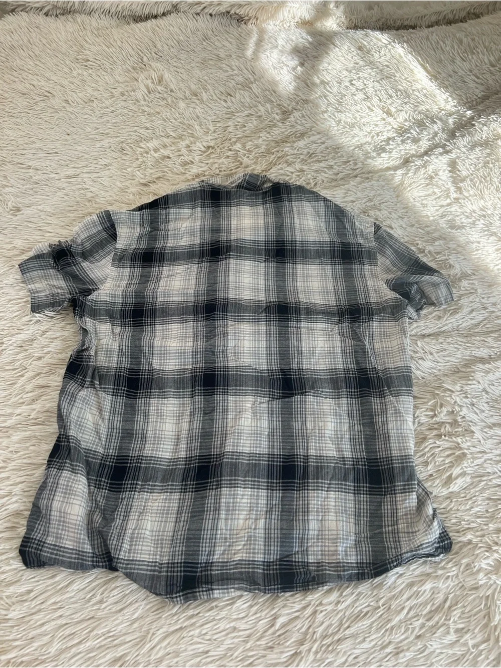 J. Crew Black & White Short Sleeve Plaid Button-Down Shirt